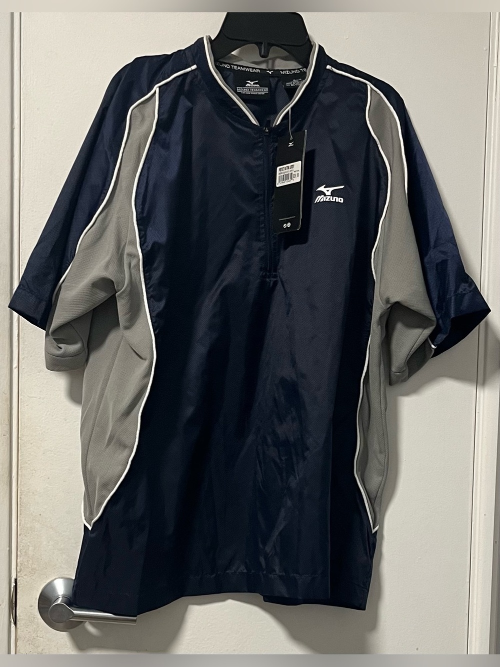 Mizuno Men's Navy and Gray Short-Sleeve Training Jersey